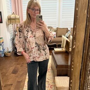 Karen Kane Floral Tie-Neck Blouse